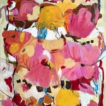 Rosa gebettet, 140 x 100 cm, Acryl auf Leinwand